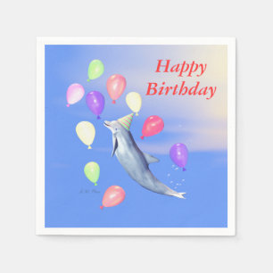 Alles- Gute zum Geburtstagdelphin und Ballone Serviette