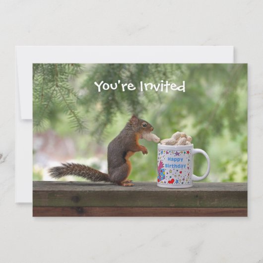 Alles- Gute zum Geburtstageichhörnchen Einladung (Vorderseite)