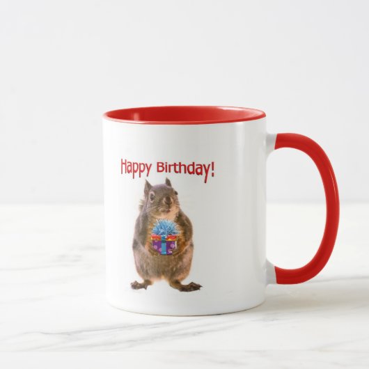 Alles- Gute zum Geburtstageichhörnchen mit Tasse (Rechts)