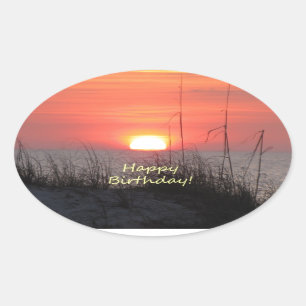 Alles- Gute zum Geburtstagflorida-Sonnenuntergang Ovaler Aufkleber