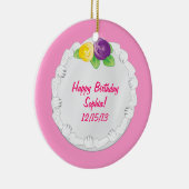 Alles- Gute zum Geburtstaggedenkkuchen-Rosa Keramik Ornament (Rechts)