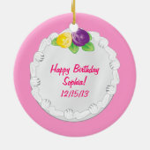 Alles- Gute zum Geburtstaggedenkkuchen-Rosa Keramik Ornament (Hinten)