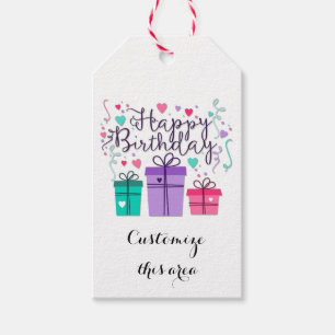 Alles- Gute zum GeburtstagGeschenkboxen auf Weiß Geschenkanhänger