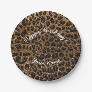 Alles Gute zum GeburtstaggoldGlitterleopard Pappteller