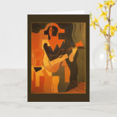 Alles- Gute zum Geburtstagharlekin mit Gitarre Karte (Gelbe Blume)