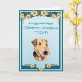 Alles- Gute zum Geburtstagkarte Airedales Terrier Karte (Gelbe Blume)