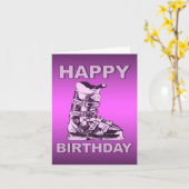 Alles- Gute zum Geburtstagkarten-Skistiefel-Rosa Karte (Gelbe Blume)