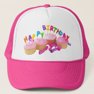 Alles- Gute zum Geburtstagkleiner kuchen und Truckerkappe