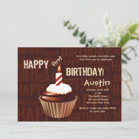 Alles- Gute zum Geburtstagkuchen-Einladung Einladung (Stehend Vorderseite)