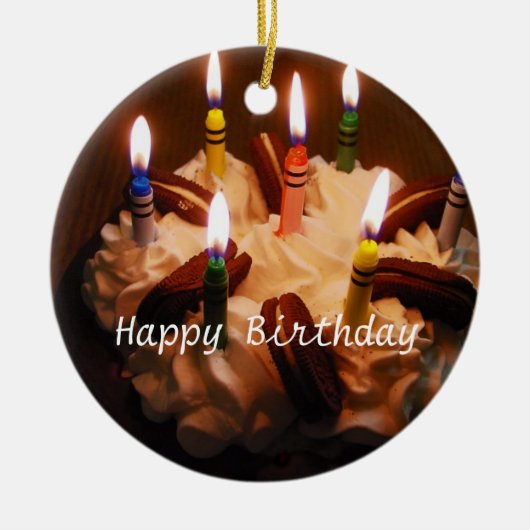 Alles- Gute zum Geburtstagkuchen Keramik Ornament (Vorne)