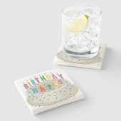 alles Gute zum Geburtstagkuchen-Untersetzer Steinuntersetzer (Seitenansicht)