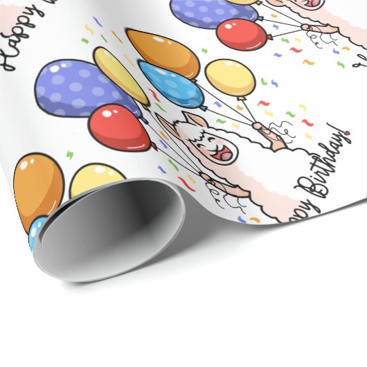 Alles- Gute zum Geburtstaglama Geschenkpapier (Rolleneckpunkt)