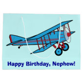 Alles- Gute zum Geburtstagneffe mit Flugzeug Große Geschenktüte (Rückseite)