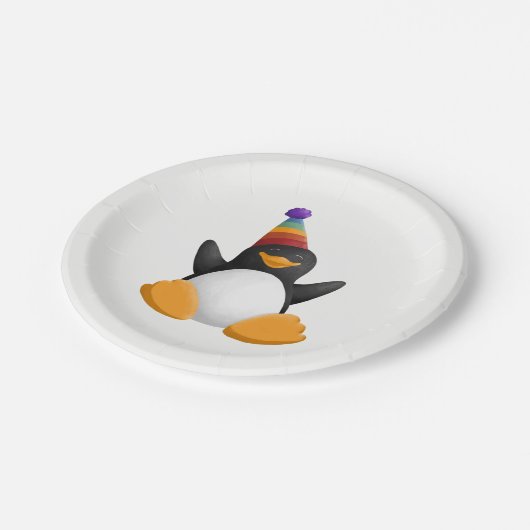 Alles- Gute zum GeburtstagPinguin Pappteller (Schrägansicht)