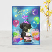 Alles Gute zum Geburtstagpudelballone Karte (Gelbe Blume)