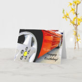 Alles- Gute zum Geburtstagrote Sport-Autogrußkarte Karte (Gelbe Blume)