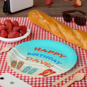 Alles- Gute zum Geburtstagstrand-Party-Gewohnheit Pappteller