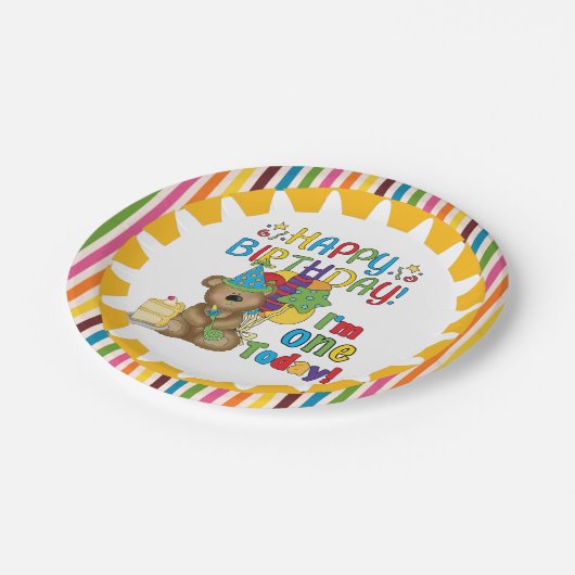 Alles- Gute zum GeburtstagTeddybär-1. Pappteller (Schrägansicht)