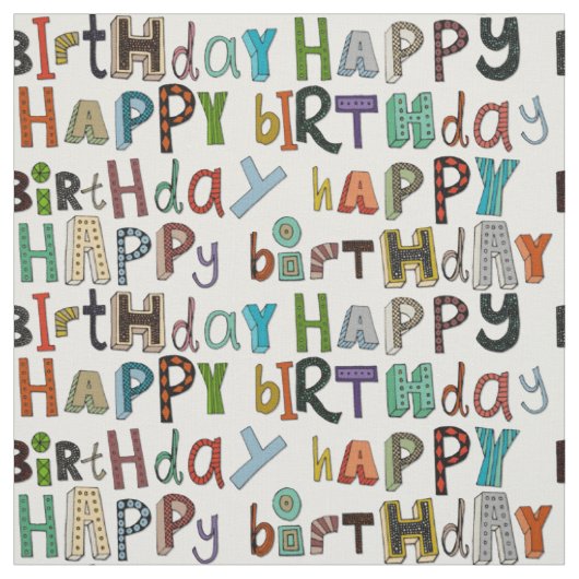 alles Gute zum Geburtstagweiß Stoff (Muster)