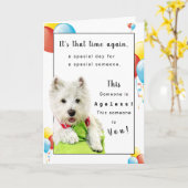 Alles- Gute zum Geburtstagzeitlose Person, Westie Karte (Gelbe Blume)