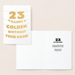 Alles Gute zum goldenen Geburtstag, 23. Geburtstag Folienkarte