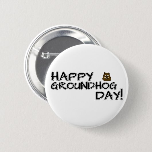 Alles Gute zum Groundhog Day! Button (Vorne & Hinten)