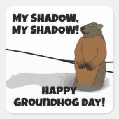 Alles Gute zum Groundhog Day! Quadratischer Aufkleber (Vorderseite)
