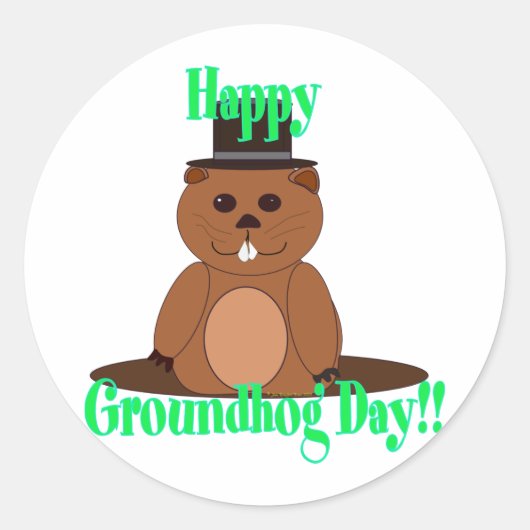 Alles Gute zum Groundhog Day! Runder Aufkleber (Vorderseite)