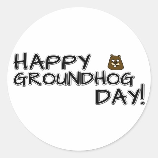 Alles Gute zum Groundhog Day! Runder Aufkleber (Vorderseite)