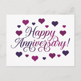 Alles Gute zum Hochzeitstag Purple Hearts Romantis Postkarte