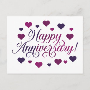 Alles Gute zum Hochzeitstag Purple Hearts Romantis Postkarte