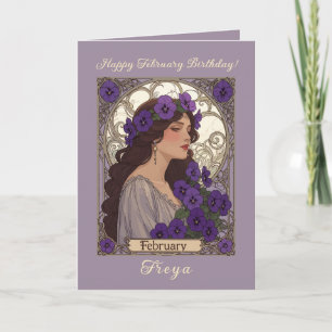 Alles Gute zum Januar-Geburtstag Veilchen Art Nouv Karte