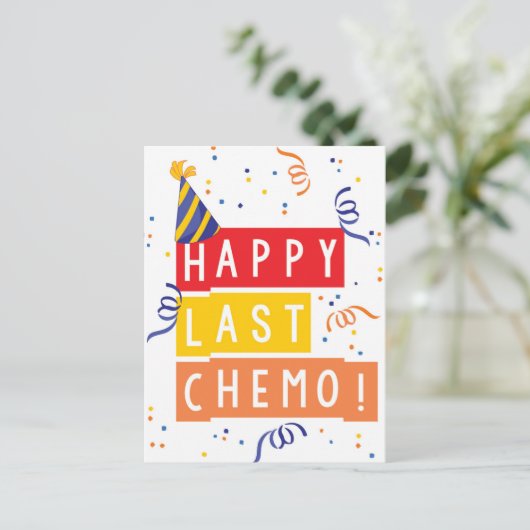 Alles Gute zum letzten Chemo! Postkarte (Stehend Vorderseite)