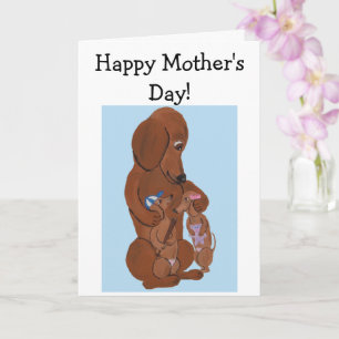 Alles Gute zum Muttertag! Dachshund-Mama und Welpe Karte