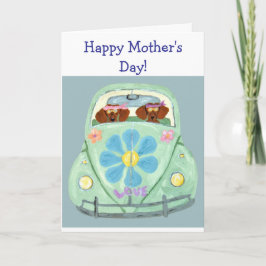 Alles Gute zum Muttertag! Dachshunde im Hippie-Aut Karte