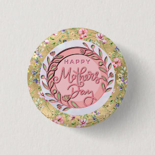 Alles Gute zum Muttertag Elegante moderne rosa Blu Button