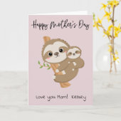 Alles Gute zum Muttertag Faultier Customized Karte (Gelbe Blume)