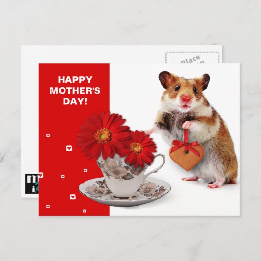 Alles Gute zum Muttertag. Funny Hamster Postkarte (Vorne/Hinten)