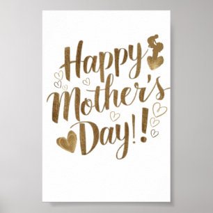 Alles Gute zum Muttertag Gold Schrift Herz Poster
