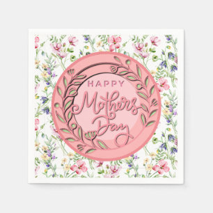 Alles Gute zum Muttertag I Aquarell Blumen Rosa Serviette