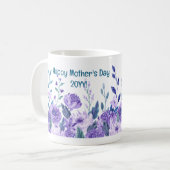 Alles Gute zum Muttertag + Jahr! Blüte, Mutter und Kaffeetasse (Vorderseite Links)