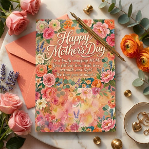 Alles Gute zum Muttertag Lush Pink Watercolor Flor Postkarte