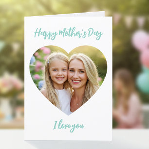 Alles Gute zum Muttertag Mama Foto Süßes Herz Mint Karte