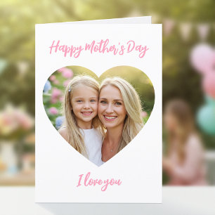 Alles Gute zum Muttertag Mama Foto Süßes Herz Rosa Karte