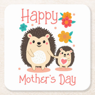 Alles Gute zum Muttertag Mama und Baby Igel Rechteckiger Pappuntersetzer