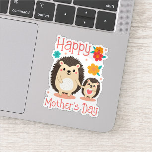 Alles Gute zum Muttertag Mama und Babyigel Aufkleber