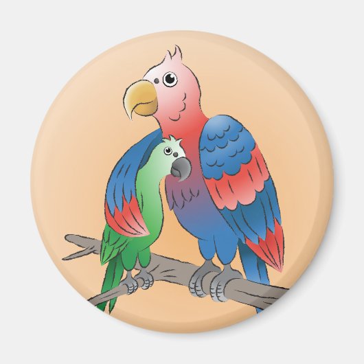 Alles Gute zum Muttertag Papageien Magnet (Vorne)