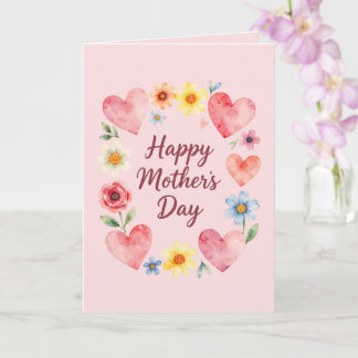 Alles Gute zum Muttertag Pink Hearts und Flowers K Karte