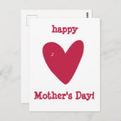 Alles Gute zum Muttertag!! Raspberry Pink Heart Postkarte (Vorne/Hinten)