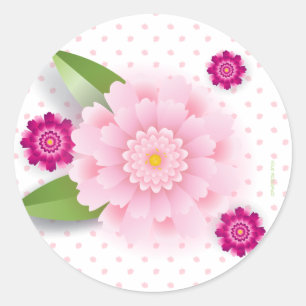 Alles Gute zum Muttertag! Rosa Blumendekoration Runder Aufkleber